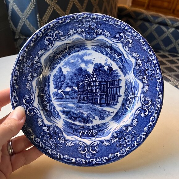 Grindley Staffordshire England Blue English Country Inns "The Bears Head" Plate - Picture 2 of 9